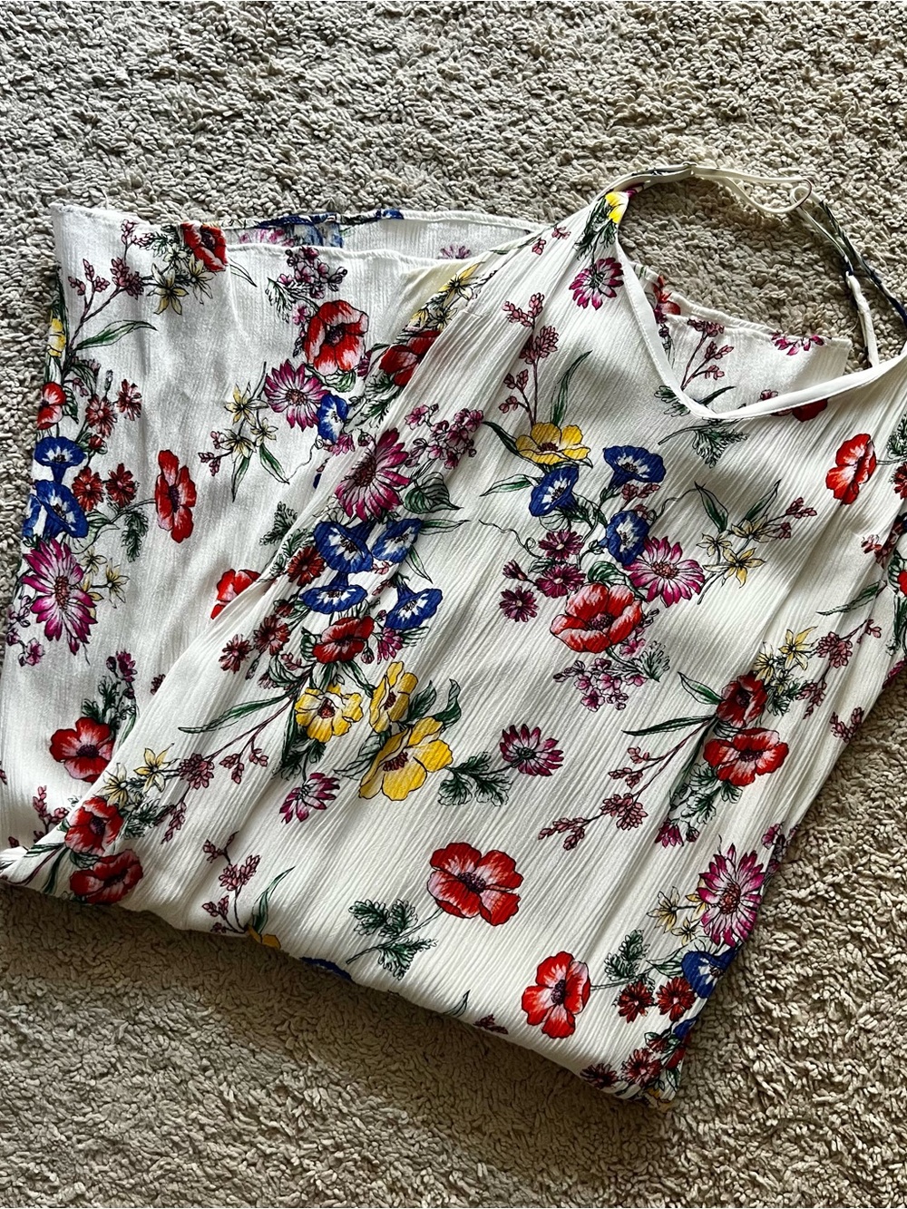 Express White Floral Dress with Red, Blue & Yellow flowers